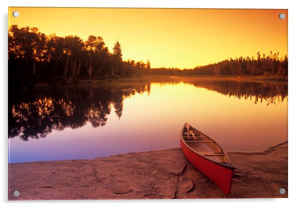 canoe along the Whiteshell River Acrylic by Dave Reede