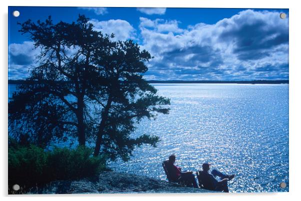 Relaxing at the Lake Acrylic by Dave Reede