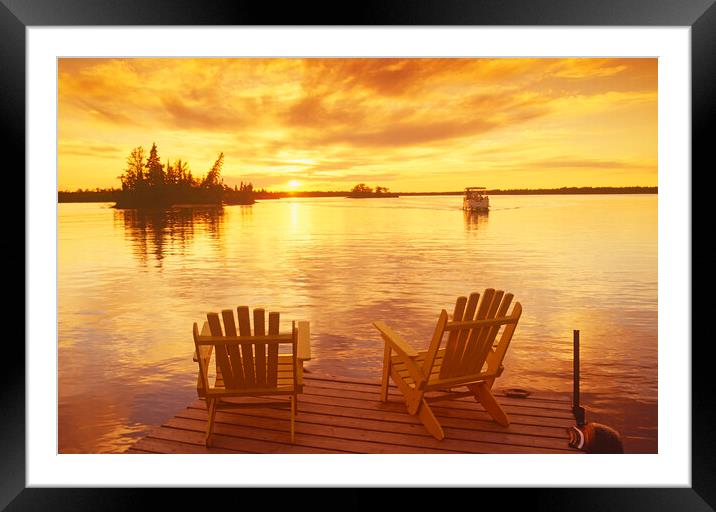 chairs on dock Framed Mounted Print by Dave Reede