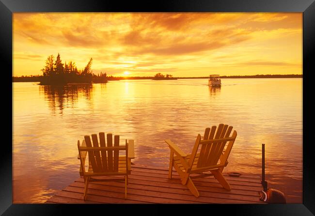 chairs on dock Framed Print by Dave Reede