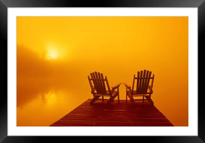 Chairs in the Early Morning Fog Framed Mounted Print by Dave Reede