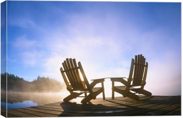 Chairs in the Mist Canvas Print by Dave Reede