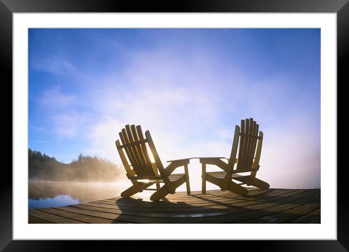 Chairs in the Mist Framed Mounted Print by Dave Reede