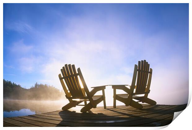 Chairs in the Mist Print by Dave Reede