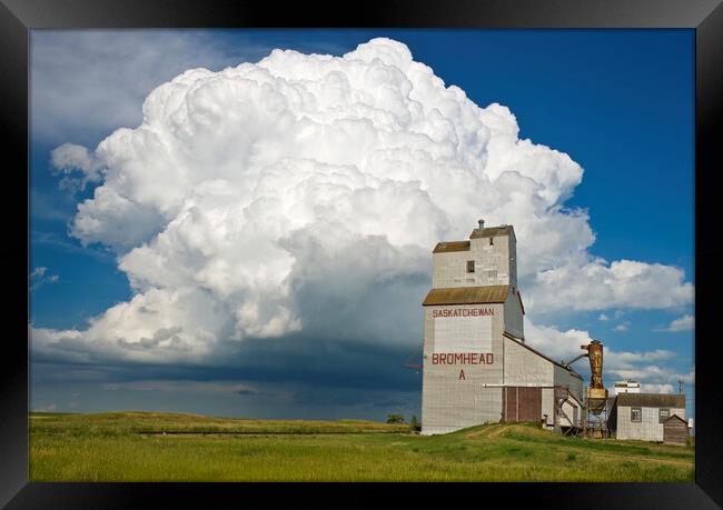 grain elevator and cumulonimbus supercell Framed Print by Dave Reede