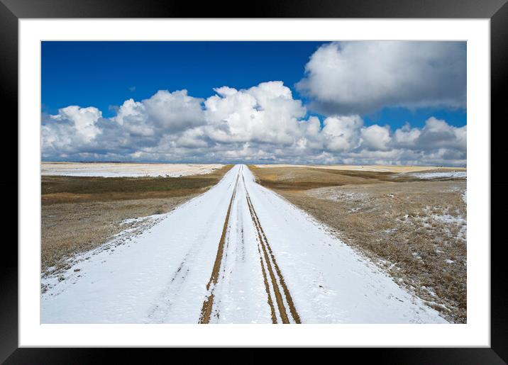 First snow on Backroad Framed Mounted Print by Dave Reede