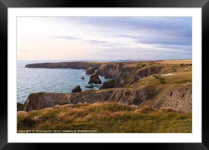 Bedruthan Steps on the North Coast of Cornwall Framed Mounted Print by Andy Durnin