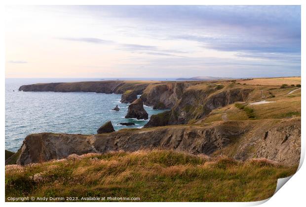 Bedruthan Steps on the North Coast of Cornwall Print by Andy Durnin