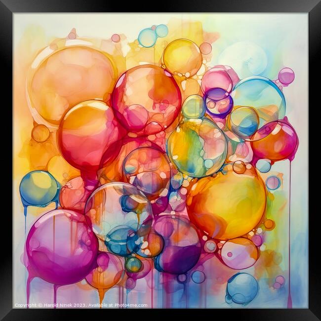 Rainbow Bubbles Framed Print by Harold Ninek