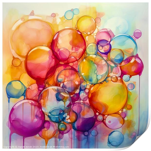 Rainbow Bubbles Print by Harold Ninek