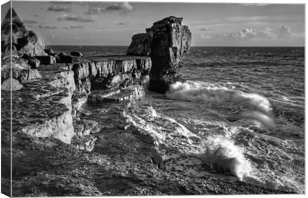 Pulpit Rock and stormy seas  Canvas Print by Darren Galpin