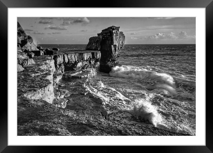 Pulpit Rock and stormy seas  Framed Mounted Print by Darren Galpin