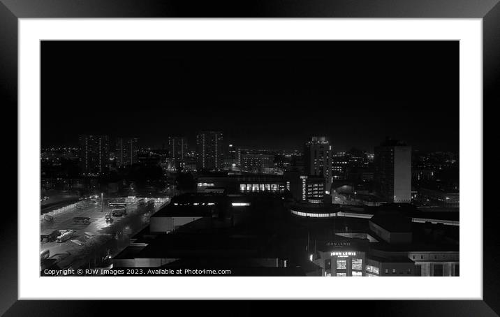 Glasgow night time skyline Framed Mounted Print by RJW Images