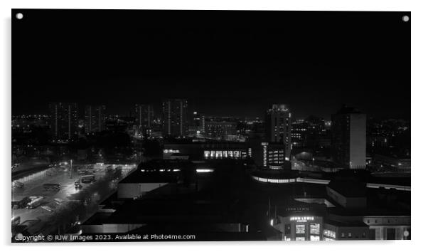 Glasgow night time skyline Acrylic by RJW Images