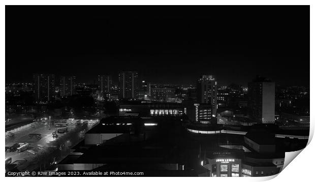 Glasgow night time skyline Print by RJW Images