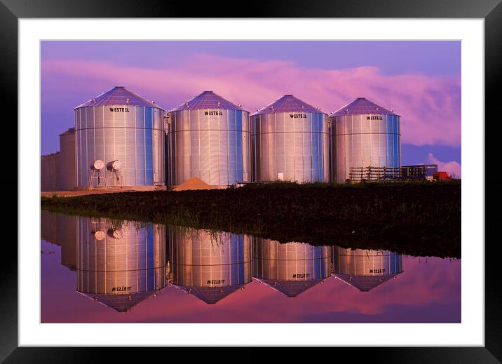 grain storage bins Framed Mounted Print by Dave Reede