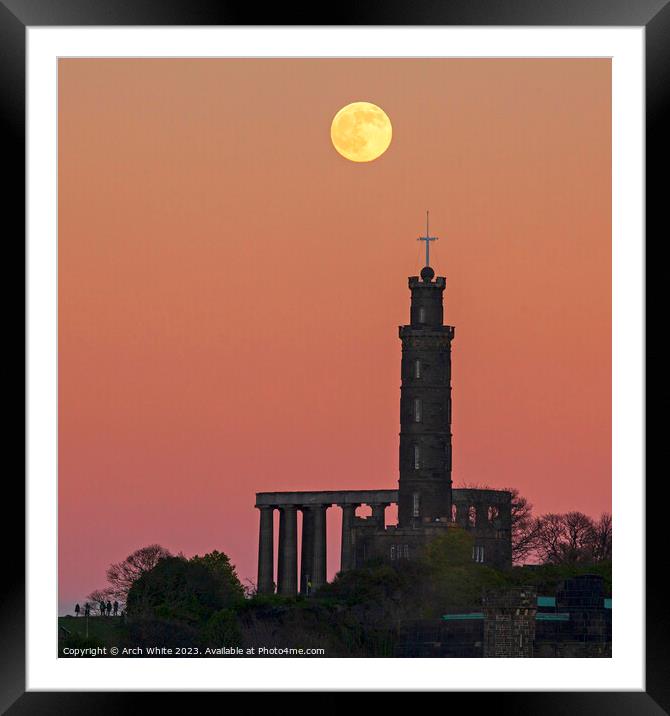 Wolf full moon rises, Edinburgh, Scotland, UK Framed Mounted Print by Arch White