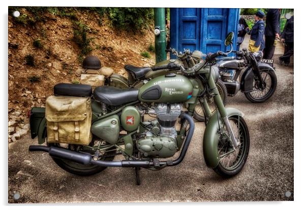 Royal Enfield Motorcycle   Acrylic by Alan Matkin