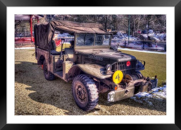 USA Army Jeep Framed Mounted Print by Alan Matkin