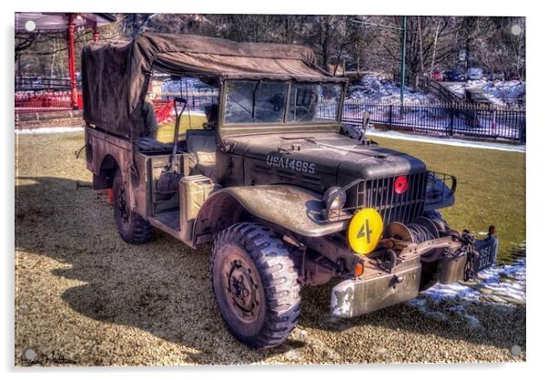 USA Army Jeep Acrylic by Alan Matkin