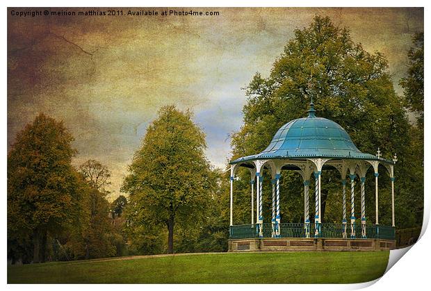 victorian bandstand in shrewsbury Print by meirion matthias
