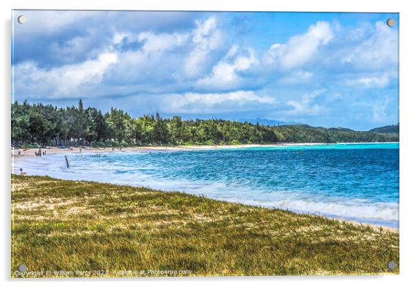 Colorful Kailua Beach Park Shore Windward Oahu Hawaii Acrylic by William Perry