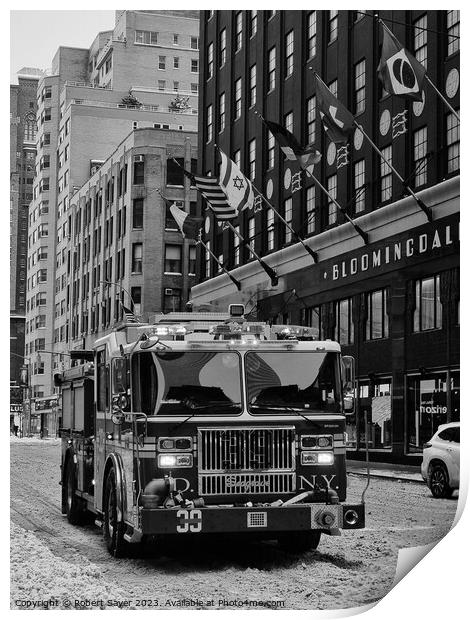 FDNY Truck outside Bloomingdale's Print by Robert Sayer