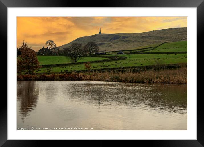 Stoodley Pike from Lumbutts Framed Mounted Print by Colin Green