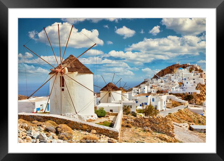 The windmills at the village Pano Chora of Serifos island, Greec Framed Mounted Print by Constantinos Iliopoulos