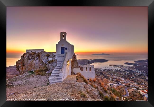 The sunrise from Agios Konstantinos and Agios Ioannis the Theolo Framed Print by Constantinos Iliopoulos