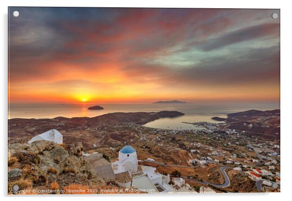 The sunrise from Agia Barbara and Jesus Christ in Pano Chora of  Acrylic by Constantinos Iliopoulos