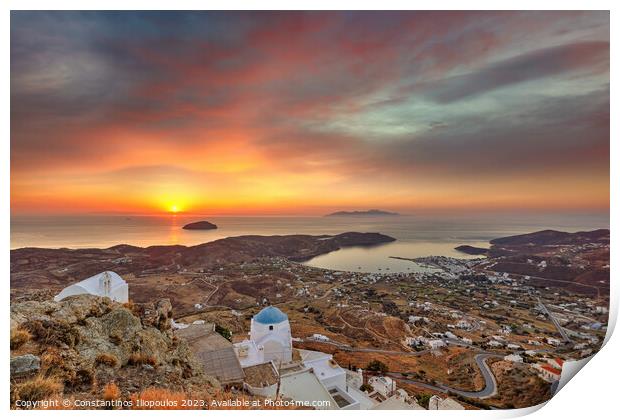 The sunrise from Agia Barbara and Jesus Christ in Pano Chora of  Print by Constantinos Iliopoulos