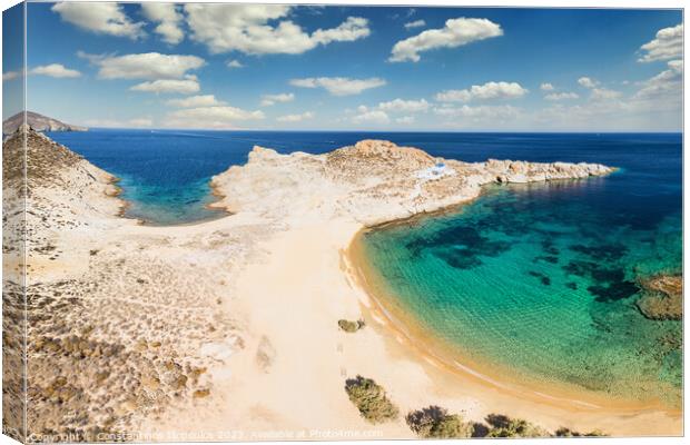 The beach Agios Sostis of Serifos island in Cyclades, Greece Canvas Print by Constantinos Iliopoulos