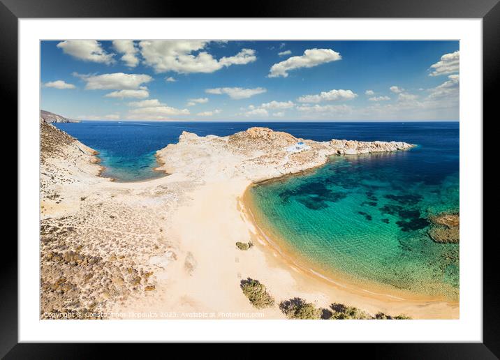 The beach Agios Sostis of Serifos island in Cyclades, Greece Framed Mounted Print by Constantinos Iliopoulos