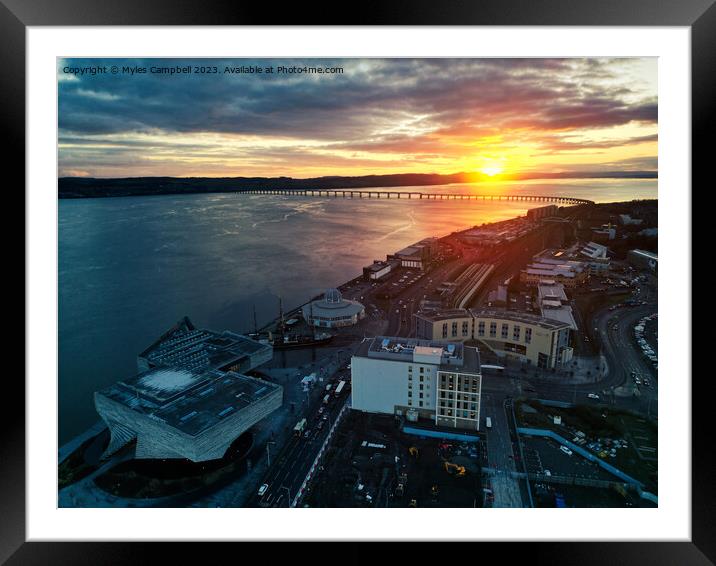 Sunset over the River Tay, Dundee Framed Mounted Print by Myles Campbell