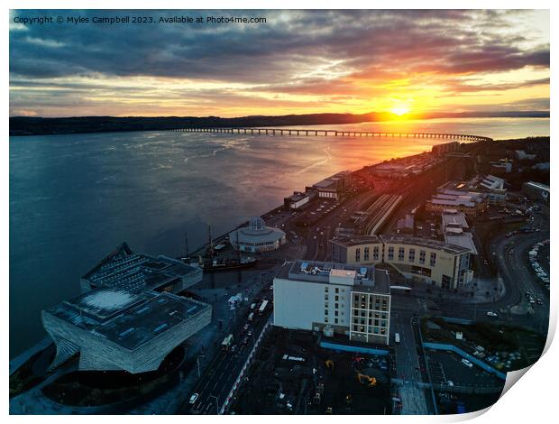Sunset over the River Tay, Dundee Print by Myles Campbell