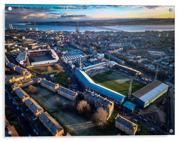 Dens Park and Tannadice Park stadiums, Dundee Acrylic by Myles Campbell
