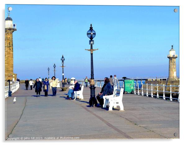 Whitby Pier, North Yorkshire. Acrylic by john hill