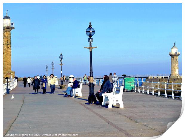 Whitby Pier, North Yorkshire. Print by john hill