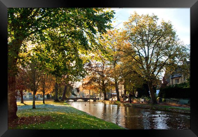 Bourton on the Water Autumn Trees Cotswolds UK Framed Print by Andy Evans Photos