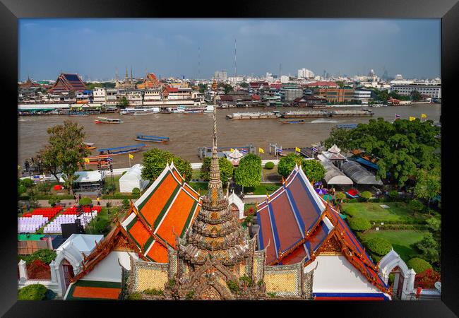 Bangkok From Wat Arun Temple In Thailand Framed Print by Artur Bogacki
