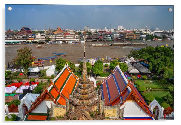 Bangkok From Wat Arun Temple In Thailand Acrylic by Artur Bogacki