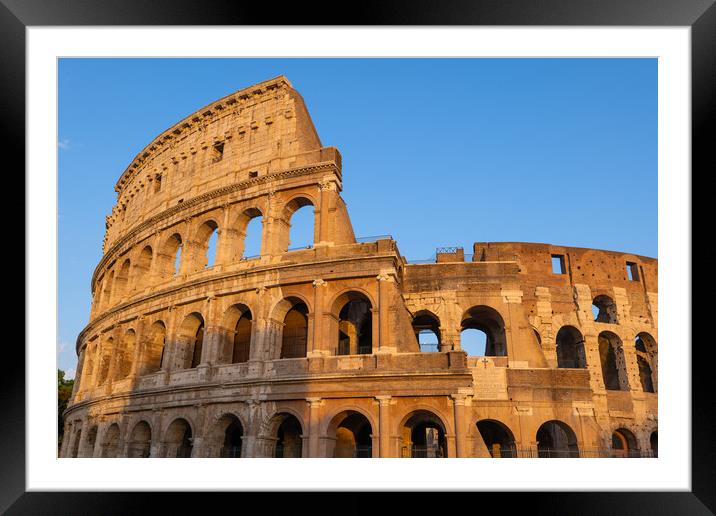 Ancient Colosseum In Rome At Sunset Framed Mounted Print by Artur Bogacki