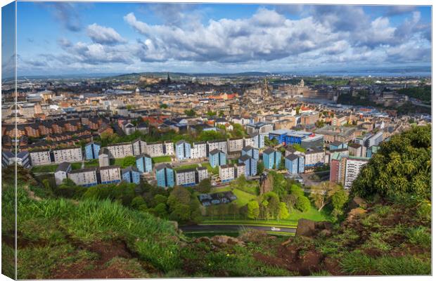 Edinburgh Cityscape Hilltop View Canvas Print by Artur Bogacki
