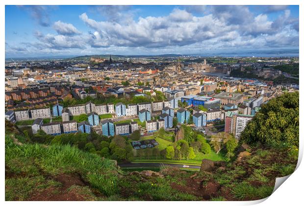 Edinburgh Cityscape Hilltop View Print by Artur Bogacki