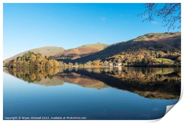 Autumn Grasmere reflection Print by Bryan Attewell