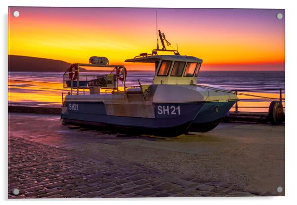 Filey Boat Ramp Sunrise Acrylic by Tim Hill