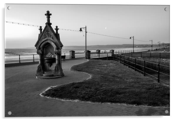  Filey Seafront Black and White Acrylic by Tim Hill