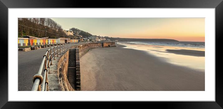 Filey Beach Huts Panoramic Framed Mounted Print by Tim Hill
