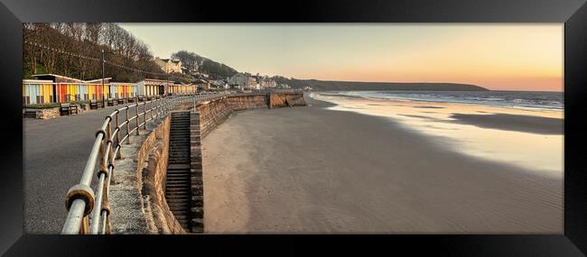 Filey Beach Huts Panoramic Framed Print by Tim Hill